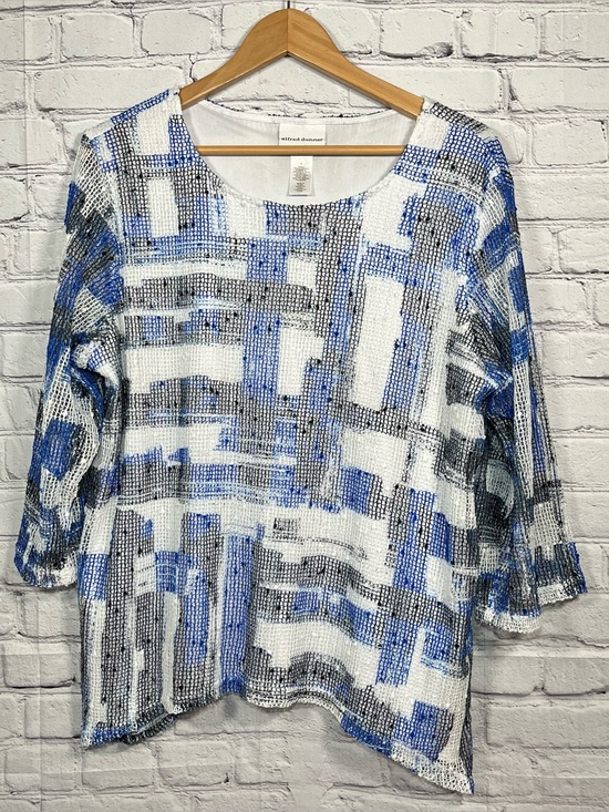 Alfred Dunner Tops - Alfred Dunner Layered Open Weave Blouse T Shirt Womens Size Large Geometric